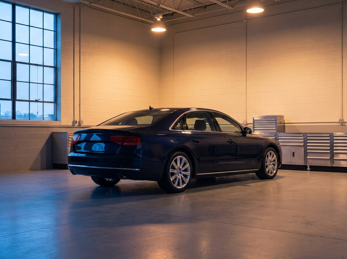 A clean European premium saloon in BMN Auto's workshop bay.